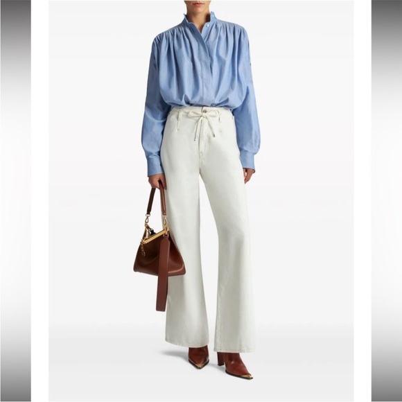 Etro Pants - ETRO belted high-rise wide-leg jeans